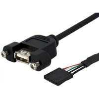 StarTech.com 0.3m Panel Mount USB Cable USB A to Motherboard Header Cable F/F