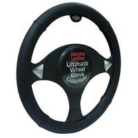 Steering Wheel Gloves in Leather All Black -Luxury Universal Range- On