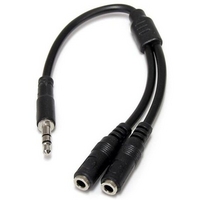 Startech Slim Stereo Splitter Cable - 3.5mm Male to 2x 3.5mm Female