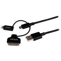 StarTech Lightning Or 30-pin Dock Or Micro-USB To USB Cable -1M (3ft) Black