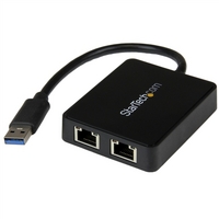 StarTech.com USB 3.0 to Dual Port Gigabit Ethernet Adapter NIC with USB Pass-Through