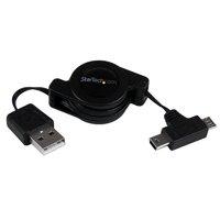 StarTech.com 2.5 feet Retractable USB Combo Cable - USB to Micro USB and Mini USB - M/M