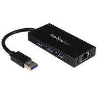 StarTech.com 3 Port Portable USB 3.0 Hub with Gigabit Ethernet Adapter NIC