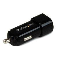 startechcom dual port usb car charger 17w34a black