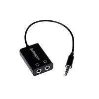 StarTech.com Slim Mini Jack Headphone Splitter Cable Adapter - 3.5mm Male to 2x 3.5mm Female (Black)