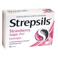 strepsils strawberry sugar free 36