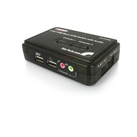 StarTech.com 2 Port Black USB KVM Switch Kit with Audio and Cables - Dual Port Desktop USB VGA KVM Switch