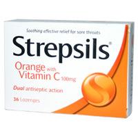 Strepsils Lozenges Orange & Vitamin C x 36