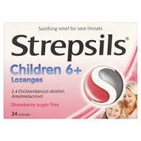 Strepsils Lozenges for Children 6+ Sugar Free Strawberry x 24