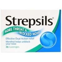 strepsils lozenges sore throat blocked nose x 36