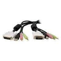 Startech 4-in-1 Usb Dual Link Dvi-d Kvm Switch Cable With Audio And Microphone (3.0m)