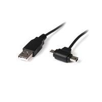 startechcom 3 ft usb to micro usb and mini usb combo cable a to b