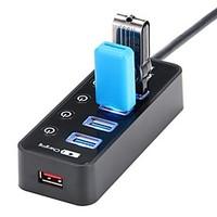 STW Usb3.0 5-port USB Hub with Individual Power Switches Leds 5v/2A Power Adapter