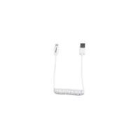 StarTech.com Lightning to USB Cable - Coiled - 0.6m (2ft) - White - 1 x Lightning Male Proprietary Connector - 1 x Type A Male USB - MFI - Nickel Plat