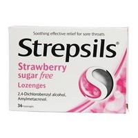 Strepsils Strawberry Sugar free Lozenges 36 logenzes