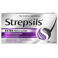 strepsils extra triple action blackcurrant lozenges 24 lozenges