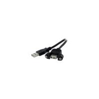 StarTech.com 1 ft Panel Mount USB Cable A to A - F/M - 1 x Type A Male USB - 1 x Type A Female USB - Black