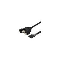 StarTech.com 1 ft Panel Mount USB Cable - USB A to Motherboard Header Cable F/F - 1 x Type A Female USB - 1 x IDC Female Parallel - Black