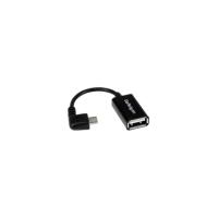 StarTech.com 5in Right Angle Micro USB to USB OTG Host Adapter M/F - 1 x Type A Female USB - 1 x Type B Male Micro USB - Nickel Plated - Black