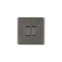 stainless steel light switch 2 gang 13amp