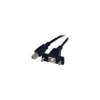 StarTech.com 1 ft Panel Mount USB Cable B to B - F/M - 1 x Type B Male USB - 1 x Type B Female USB - Black