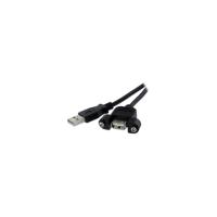 StarTech.com 2 ft Panel Mount USB Cable A to A - F/M - 1 x Type A Male USB - 1 x Type A Female USB - Nickel Plated - Black