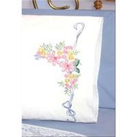 Stamped Perle Edge Pillowcase 30X20 2/Pkg-Ribbon & Flower 242942