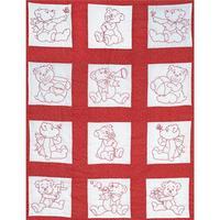 Stamped White Nursery Quilt Blocks 9X9 12/Pkg-Baby Bears 243313