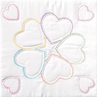 Stamped White Quilt Blocks 18X18 6/Pkg-Five Hearts 243177