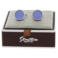 stratton rhodium centre blue cat eye cufflink set