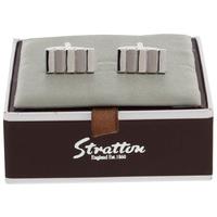 Stratton Shiny/Brush Rhodium Cufflink Set