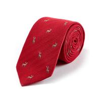 Stags on Red Wool/Silk Tie
