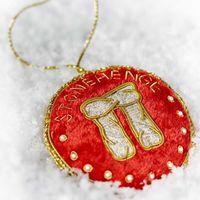 stonehenge fabric christmas bauble red gold