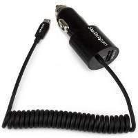 Startech.com Dual-port Car Charger Usb With Built-in Micro-usb Cable (black)