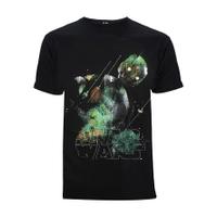 Star Wars Rogue One Men\'s Rainbow Effect K - 2SO T-Shirt - Black - L
