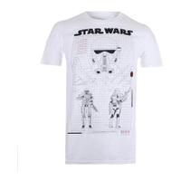 Star Wars Rogue One Men\'s Death Trooper Schematic T-Shirt - White - XXL