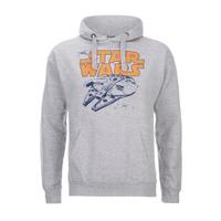 star wars mens retro falcon hoody grey l