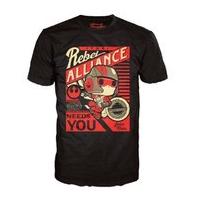 Star Wars The Force Awakens Poe Propaganda Pop! T-Shirt - Black - L
