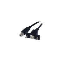 StarTech.com 3 ft Panel Mount USB Cable B to B - F/M - 1 x Type B Male USB - 1 x Type B Female USB - Nickel Plated - Black