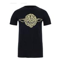 star wars mens yoda text head t shirt black xxl