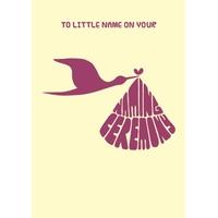 stork personalised naming ceremony card