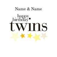 star twins personalised birthday card