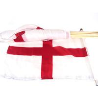 st george flag with wood pole 12 x 18 approx