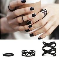 Statement Rings Set Alloy Love Fashion Black Jewelry Wedding Party Gift Daily Casual Valentine 3pcs