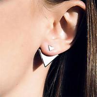 stud earrings simple style european fashion alloy triangle shape silve ...