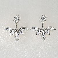stud earrings crystal rhinestone simulated diamond alloy flower silver ...