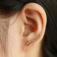 stud earrings ear cuffs fashion elegant leaf wings feather silver gold ...