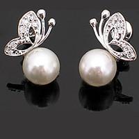 stud earrings basic fashion cute style pearl alloy animal shape butter ...