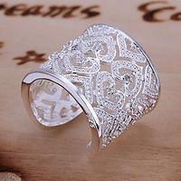 Statement Rings Cuff Ring Unique Design Love Bridal Elegant Luxury Sterling Silver Rhinestone Heart Silver Jewelry ForWedding Party