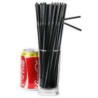 Striped Bendy Straws 9.5inch Black & Silver (Pack of 250)